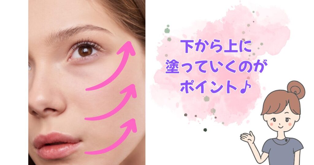 塗り方の説明をする女性と参考画像