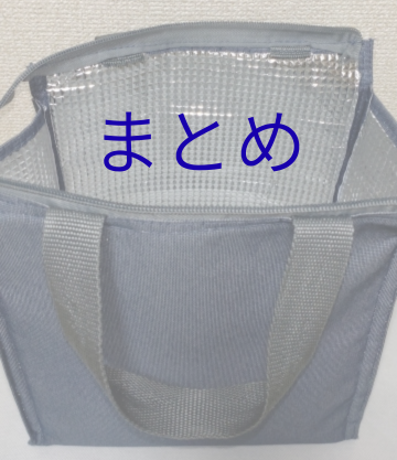 ネイビーの保冷エコバッグにまとめの文字