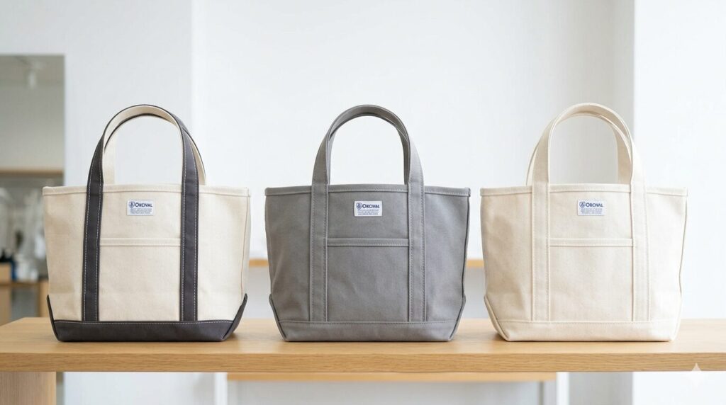 3つのカラーのオーシバルトートバッグ