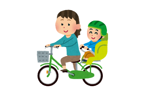 自転車に乗った女性と子ども